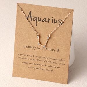 **AQUARIUS* Gold x Rhinestone Constellation Pattern Shape Fashion Necklace